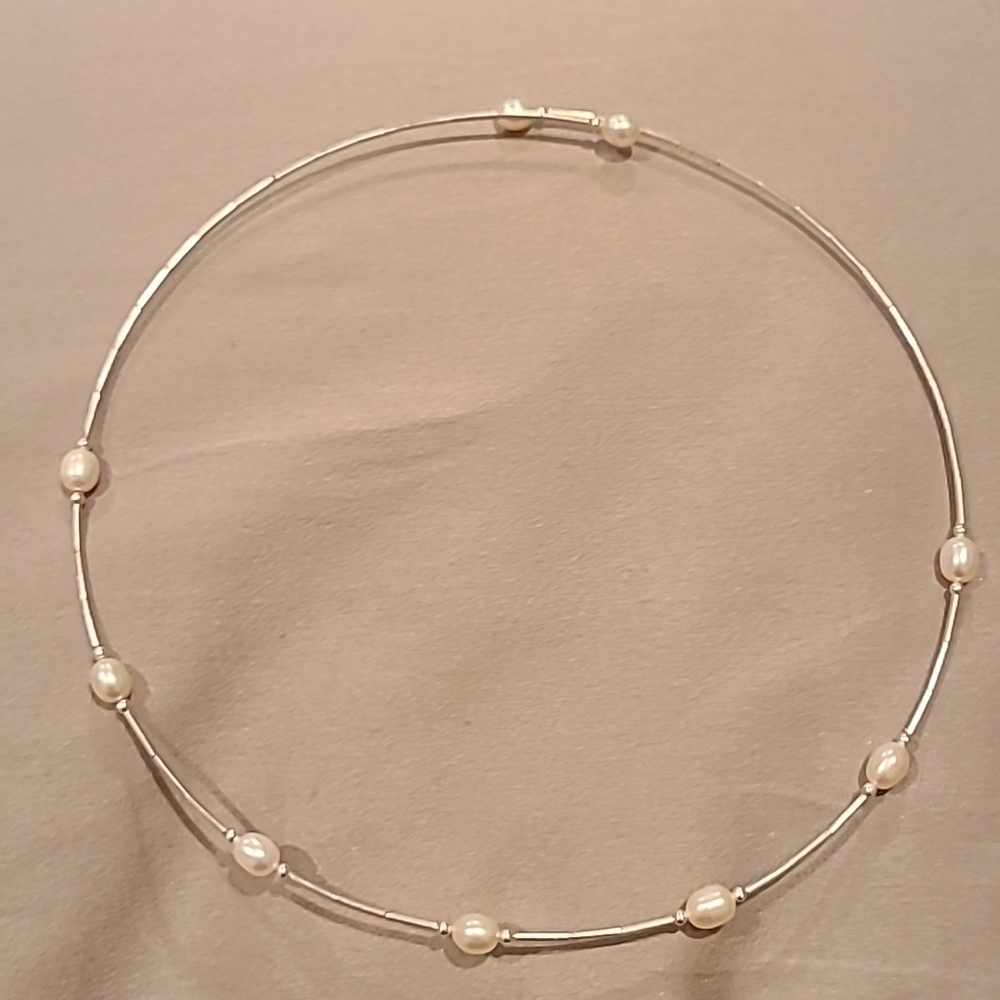 Pearl sterling silver choker necklace